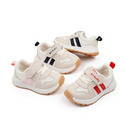 Unisex Toddler Sports Sneakers with Striped Fabric and Breathable Mesh for All-Season Walking