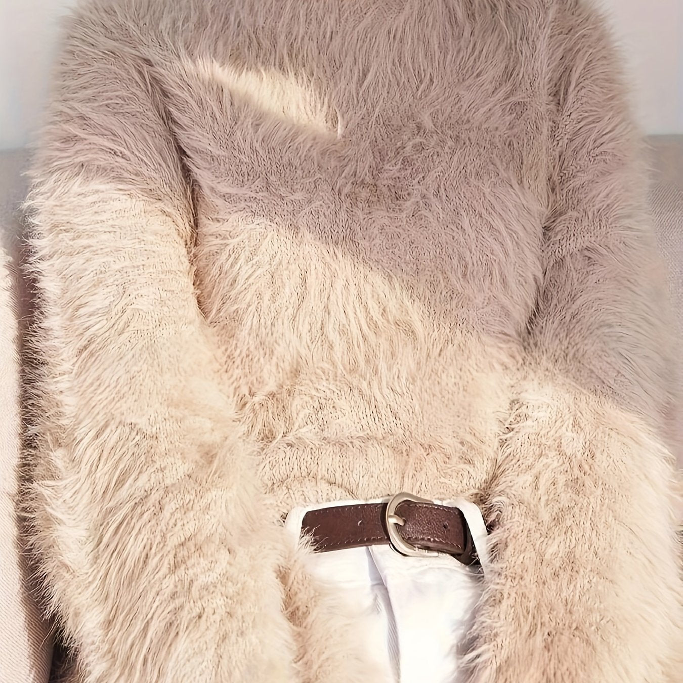 Women's Plus Size Faux Mink Long Fur Pullover Sweater Casual Solid Color Polyester Knit