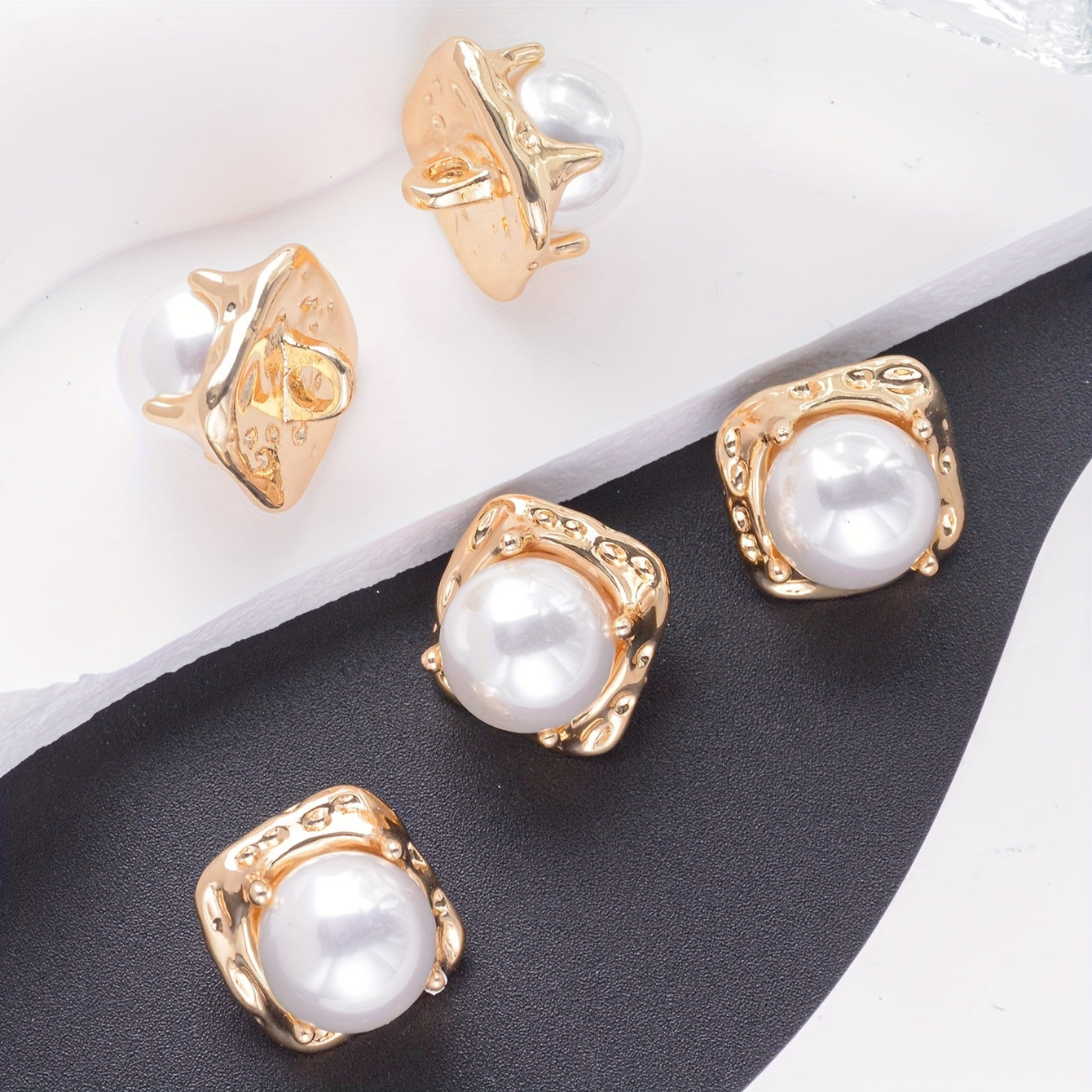 6 ta Vintage Marvarid Tugmalar to'plami - Sviterlar, Blazerlar, Palto va DIY Moda Loyihalari uchun Zamonaviy Metall Bezaklar. Kiyim-kechak, 3D Qo'l san'atlari, Sumkalar, Shlyapalar va Gullar uchun ideal.