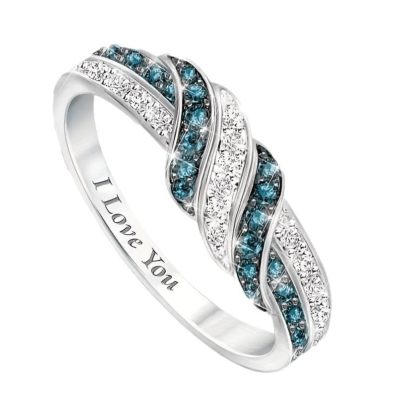 Women's Silver Ring with Cubic Zirconia Twisted Design for Weddings Engagements and Parties