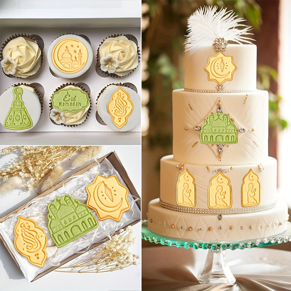 8-Piece Cookie Stamp Set with 3D Islamic Symbols for Eid and Thanksgiving
