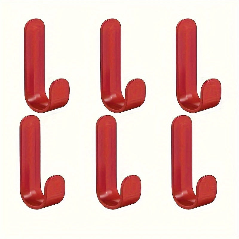 6 Pack Adhesive J-Shaped Hooks for Kitchen Storage Rust-Resistant Plastic No-Drill