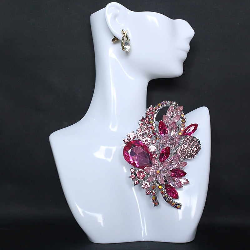 High-End Rhinestone Flower Lapel Pin for Women's Clothing Accessories