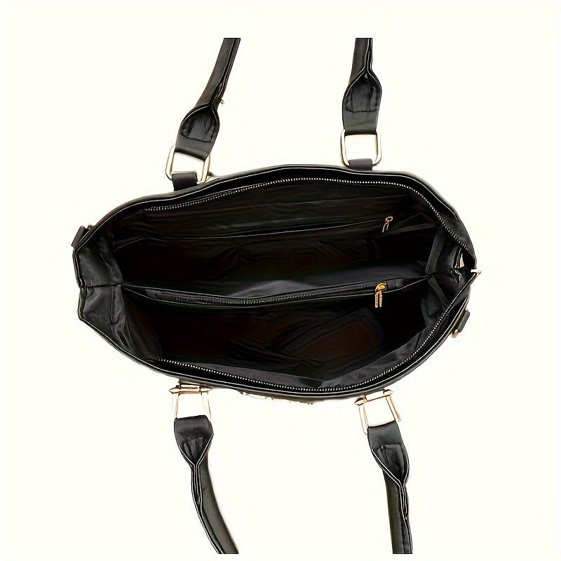 Women's High-End Mother Bag PU Solid Color Zipper Handbag for Moms and Trendsetters