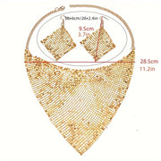 Women's Sequin Bib Necklace and Earring Set Retro Boho Chic Rhinestones for Parties and Daily Wear