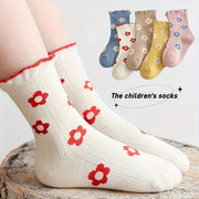 Calcetines para niños Crew 5 pares con diseño floral, transpirables y suaves para primavera y verano