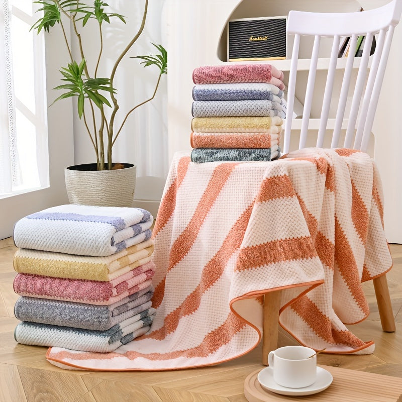 Geometric Pattern Face Towel 280gsm Knit Fabric Quick-Drying Absorbent Bathroom Home Hotel Use