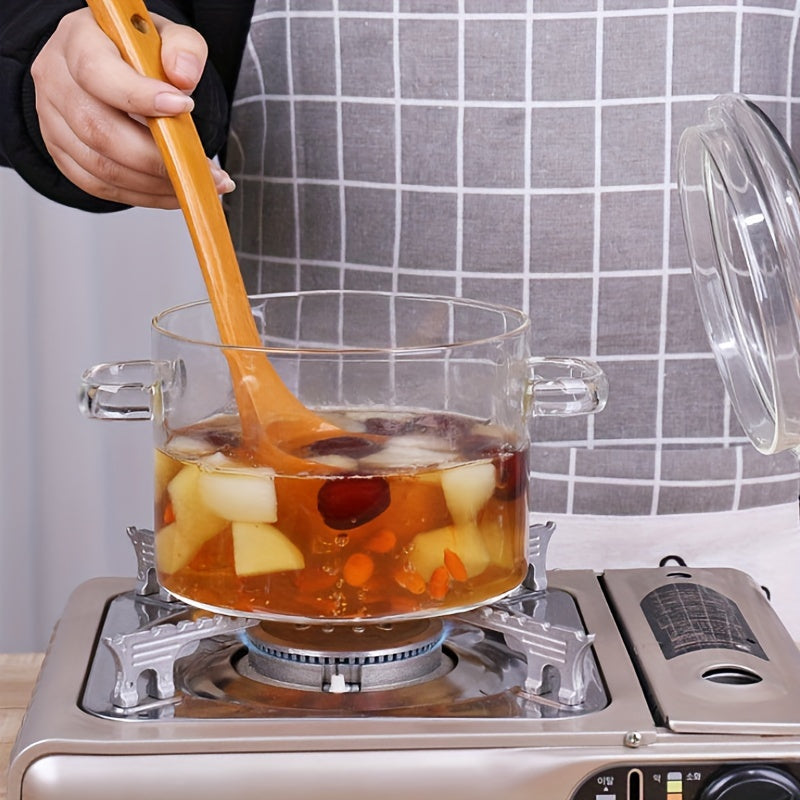 Glass Cooking Pot 1.5L/2L Borosilicate with Lid for Gas and Induction Stoves