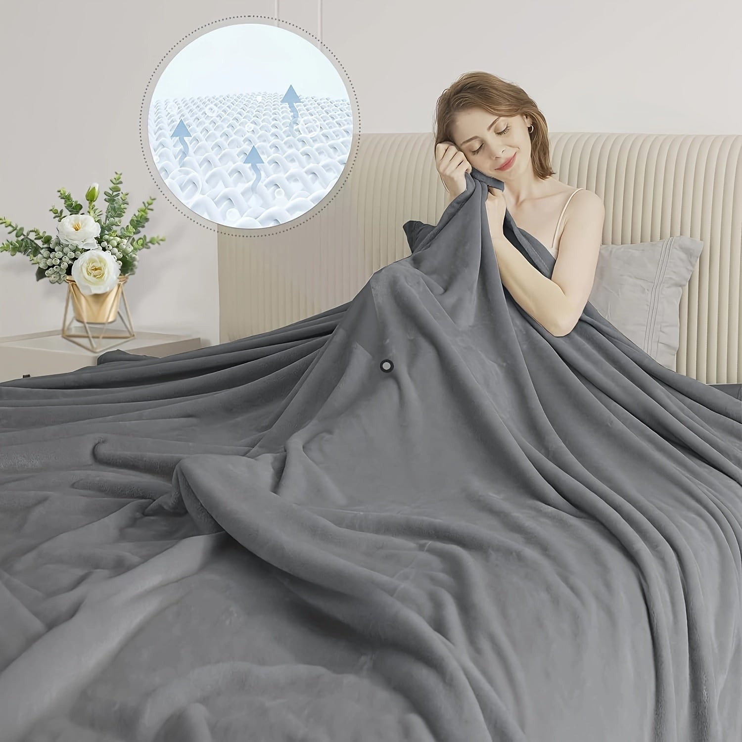 Manta reversible de poliéster con forro polar ultra suave sin pelusas para todas las estaciones, acogedora para cama, sofá y sillón