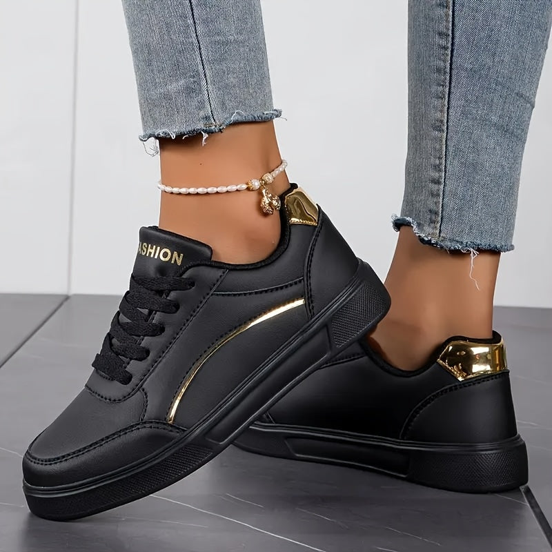 Women White Casual Sneakers Lightweight Lace-Up All-Season Athletic Shoes