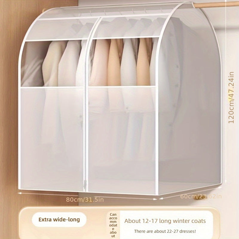 Translucent PEVA Hanging Garment Bag Dustproof Cover for Suits and Coats