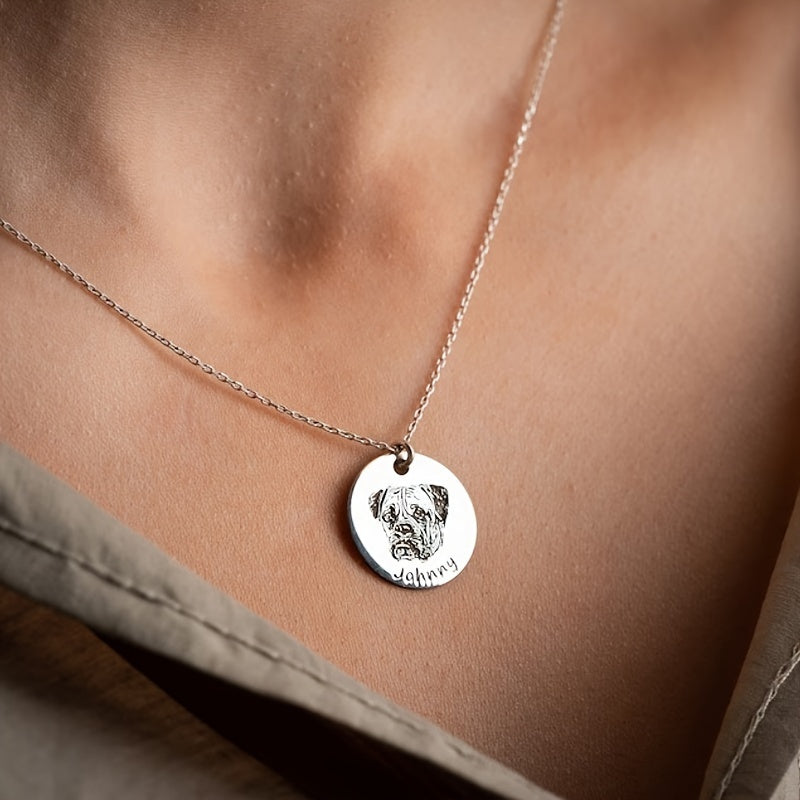Personalized Stainless Steel Pet Jewelry Dog Cat Portrait Necklace