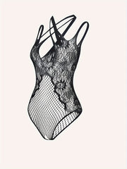 Women's Mesh Pattern Sleeveless Bodysuit See-Through Lingerie