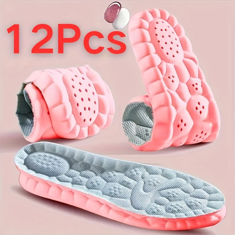 Women's Sports Insoles Pink Breathable Moisture-Wicking 6 Pairs