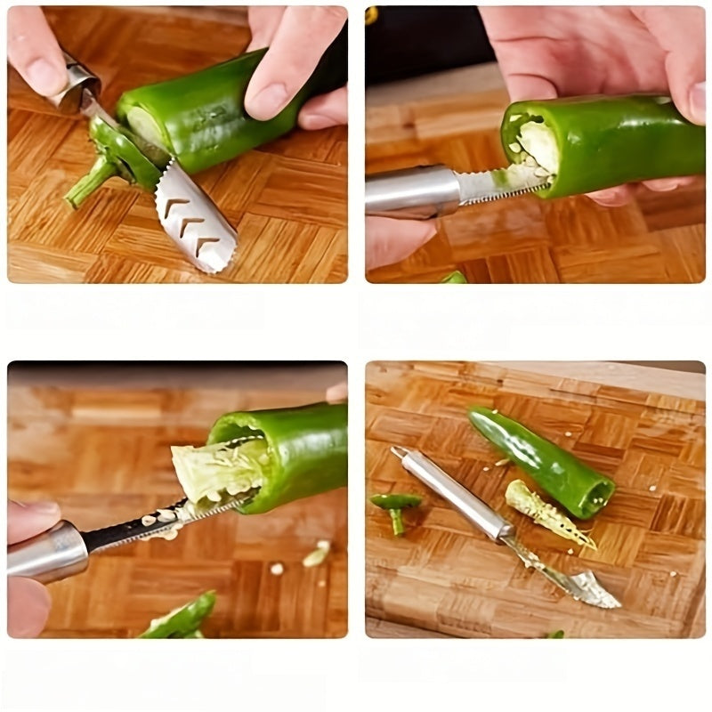 Stainless Steel Jalapeno Pepper Corer Sharp Seed Remover Kitchen Gadget