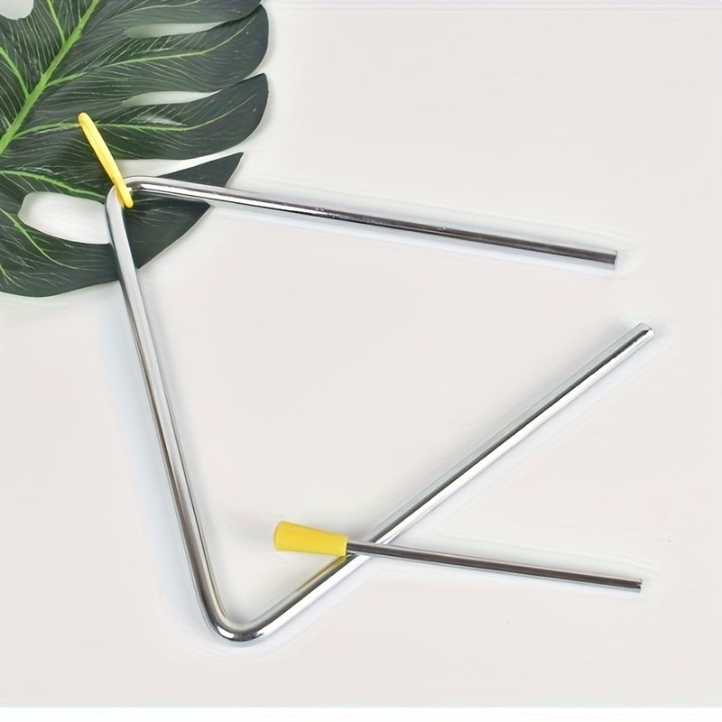 Stainless Steel Triangle Bell for Teaching Music Yellow 1 Piece