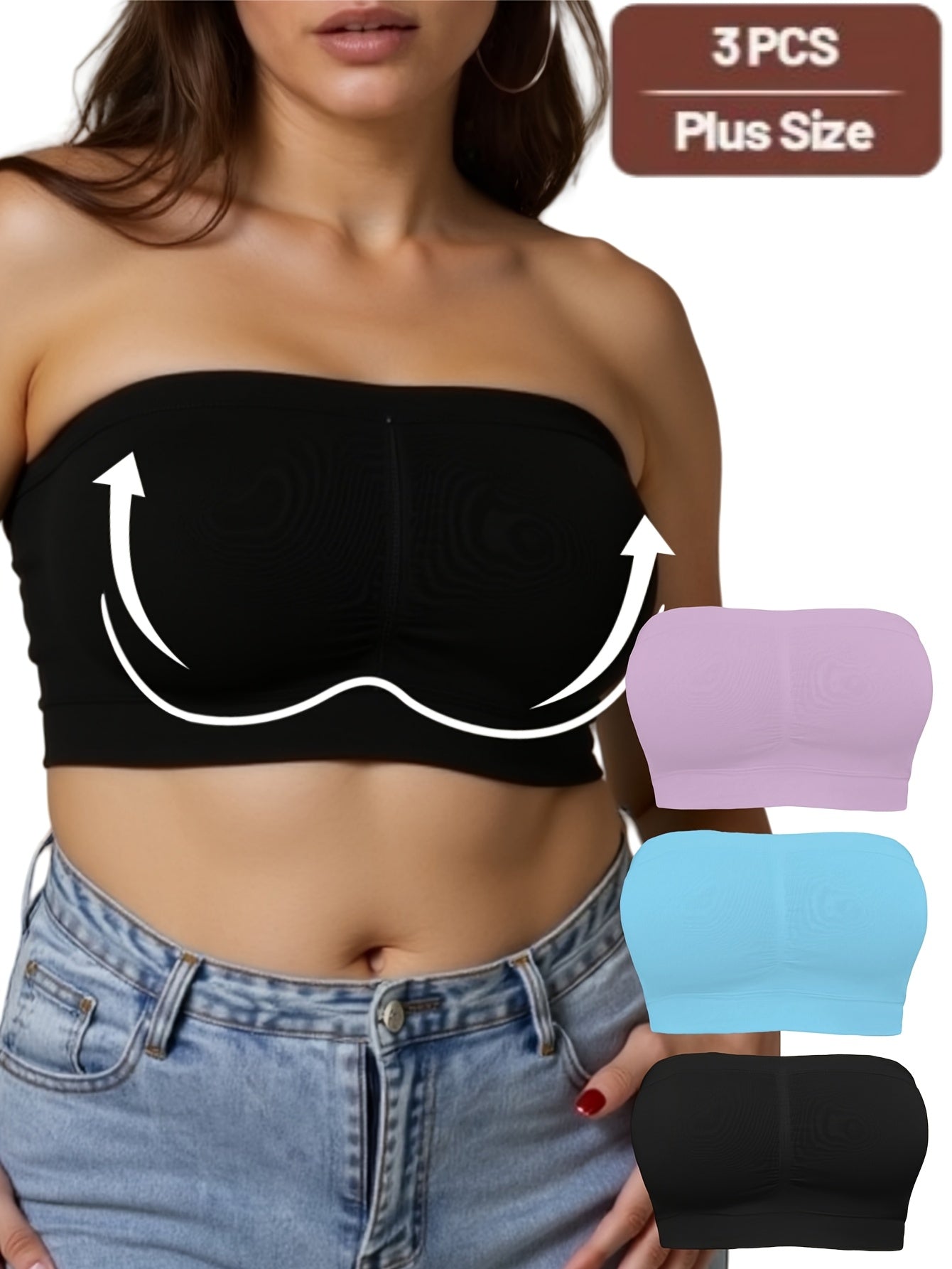 Plus Size Seamless Wireless Tube Bra for Running and Workout