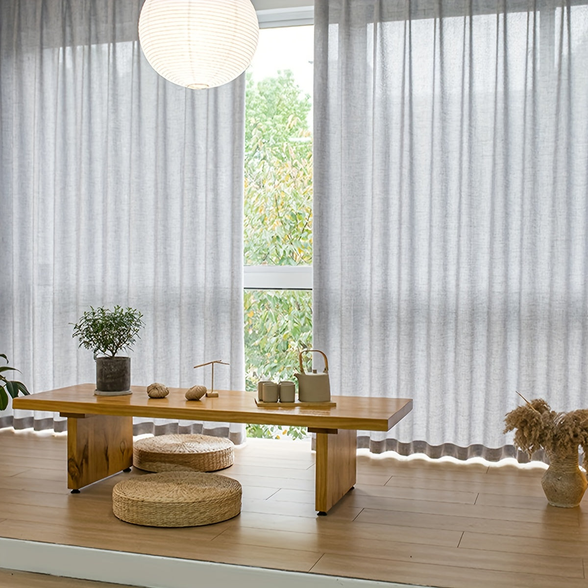 Japanese-Inspired Faux Linen Curtains Thickened Light Blocking Thermal Insulating for Living Rooms Bedrooms