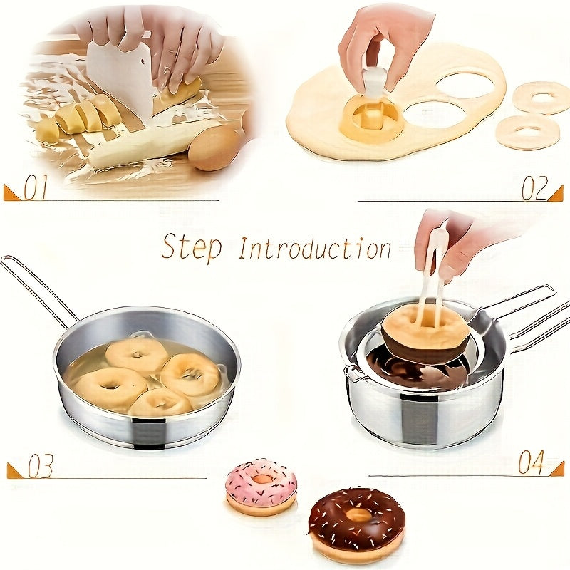 Uyda pishirish uchun yopishmaydigan kesgich va tongs bilan donut tayyorlash to'plami