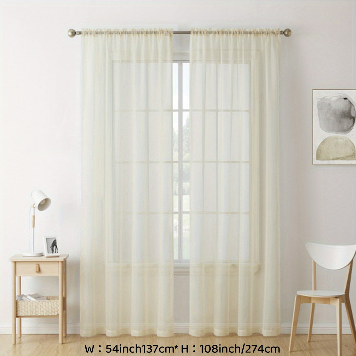 Sheer Voile Curtain Panels for Living Room Bedroom Kitchen Semi-Transparent Polyester