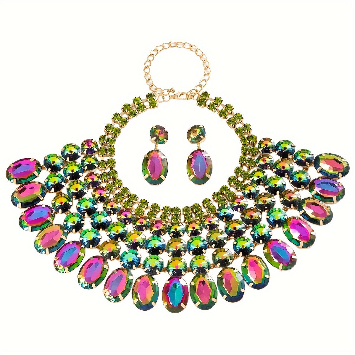 Crystal Choker Necklace and Dangle Earrings Set for Party and Wedding Jewelry