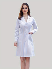 Women's Slim Fit White Lab Coat for Doctors and Nurses Polyester Long Sleeve Pockets