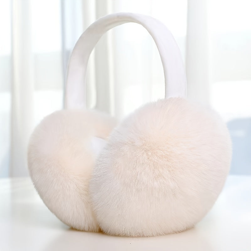 Women's Foldable Knit Cashmere Earmuffs Faux Fur Warm Plush Winter Outdoor