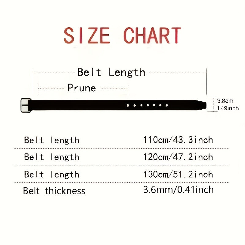 Men's Faux Leather Belt Black Square Buckle Adjustable Durable for Casual and Formal Wear