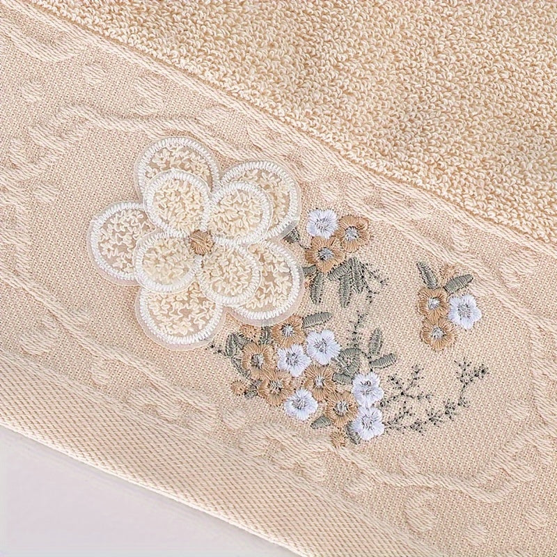 Juego de 2 toallas de mano bordadas en algodón, absorbentes, de secado rápido, suaves y amigables con la piel