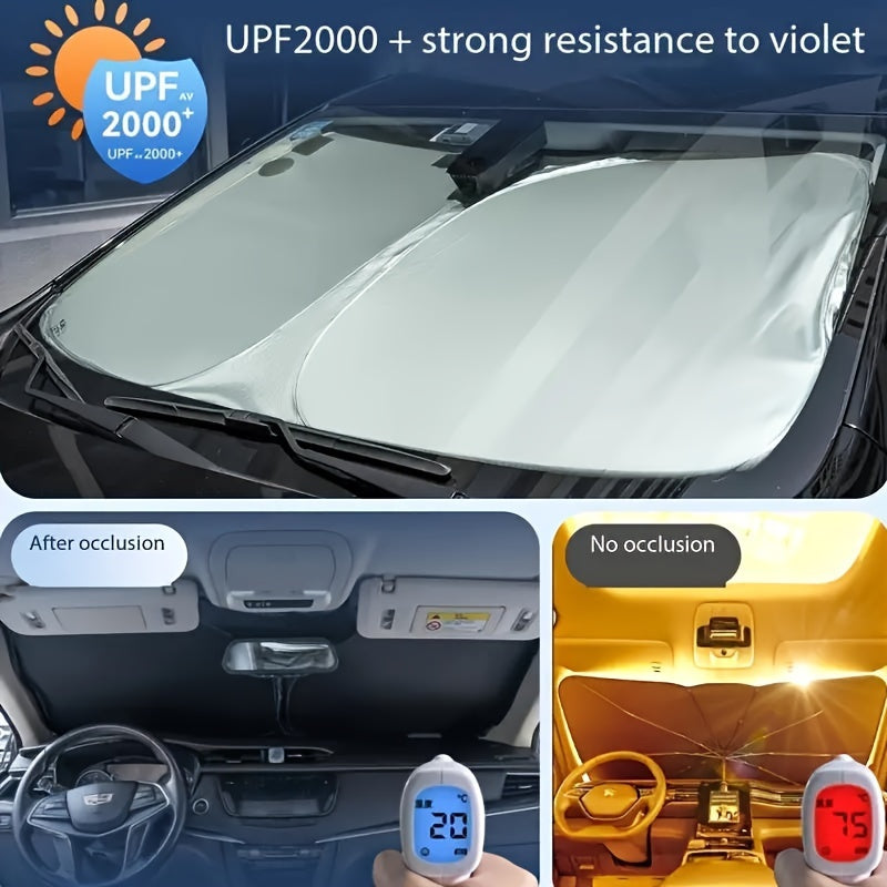 Car Sunshade Curtain Black with Yellow Accents Roll-Up UV Protection Heat Reduction