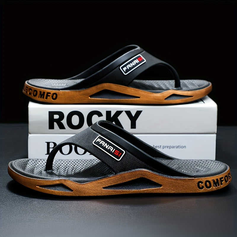 Men's PVC Casual Slip-On Slippers with Round Toe for Outdoor and Daily Use