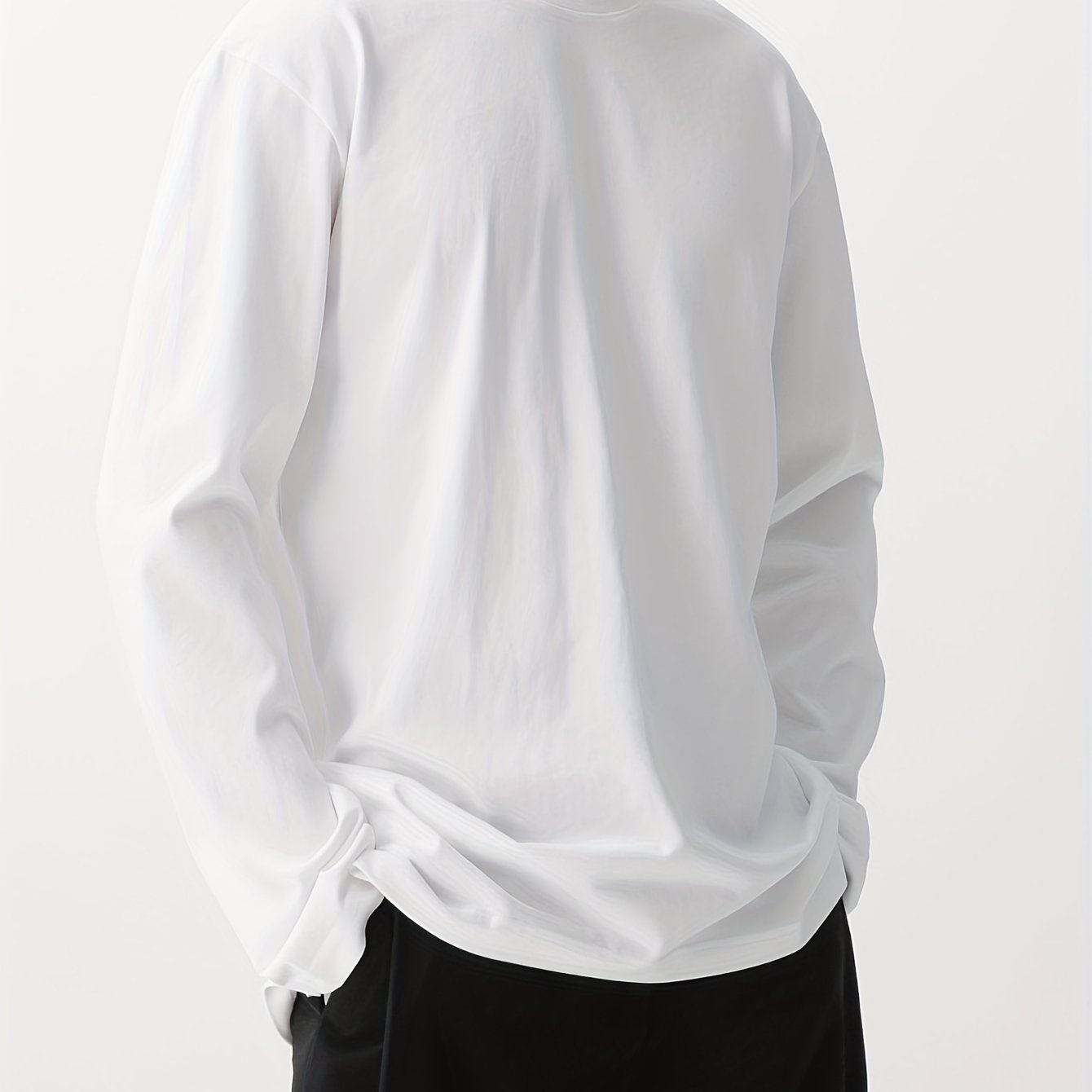 Erkaklar uchun 100% paxta termal uzun qo'ltiq ko'ylak, yumshoq bo'yin, oddiy kesim.