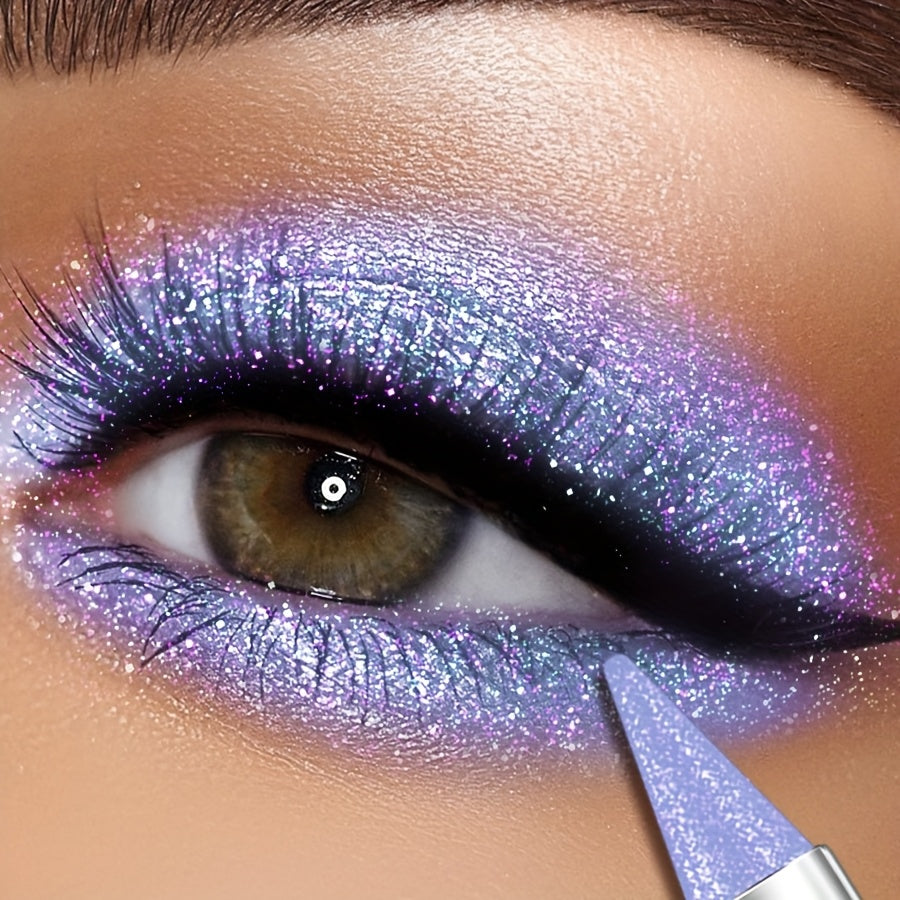 Women Glitter Eyeshadow Pencil Waterproof Pink Purple Monochromatic Shimmer