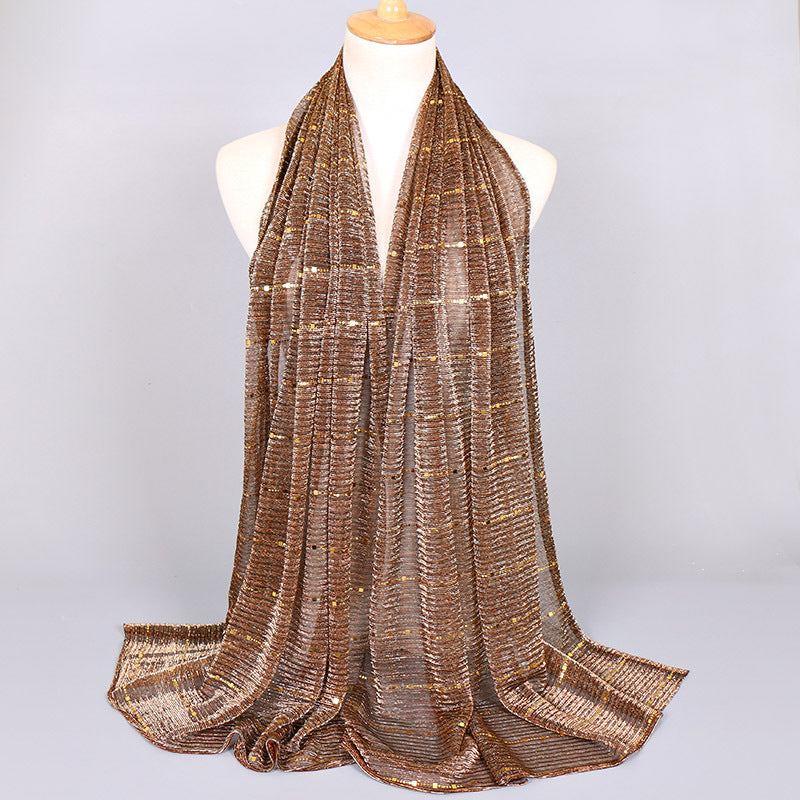 Women's Breathable Silver Metallic Shawl in Solid Color