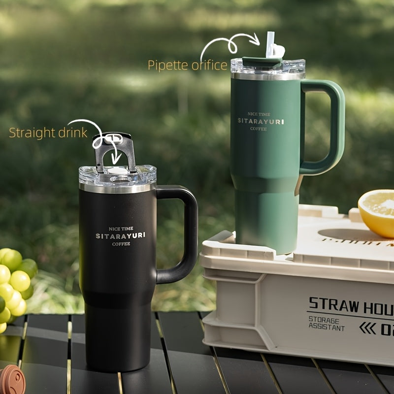 900ml Izolyatsiyalangan zanglamaydigan po'latdan yasalgan tumbler, quvurlik bilan, choyshab bilan, tashqi sayohat, sport uchun qayta ishlatiladigan va suv o'tkazmaydigan