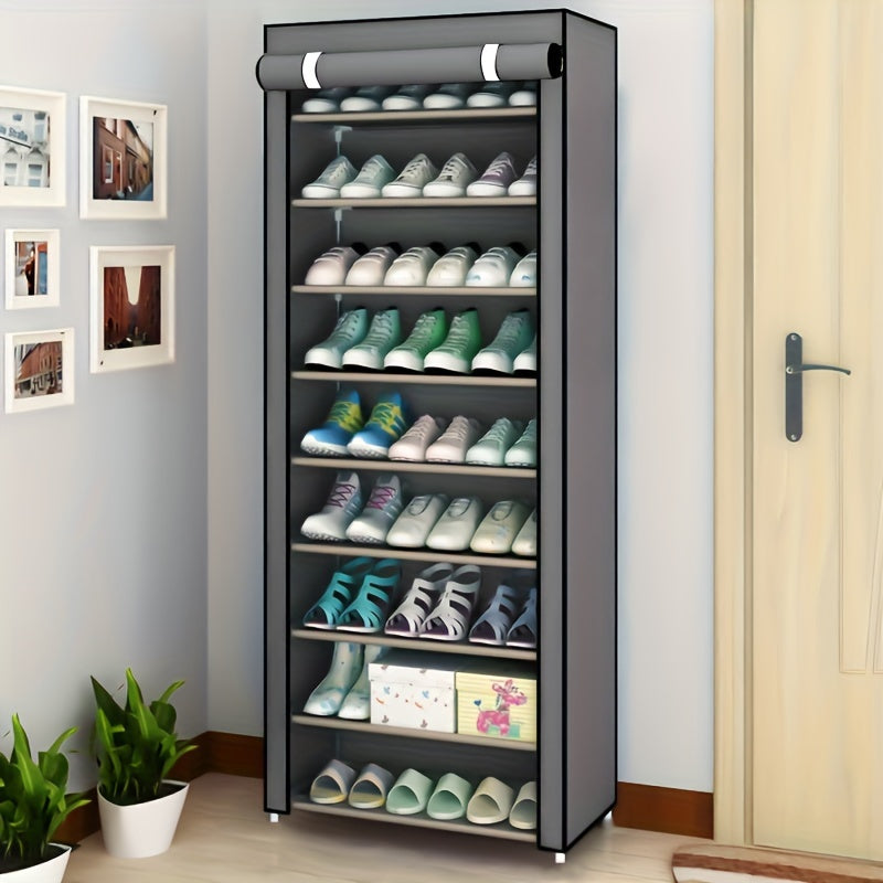 Metal Shoe Storage Cabinet with 8-10 Layers Dustproof Minimalist Organizer for Home Dormitory