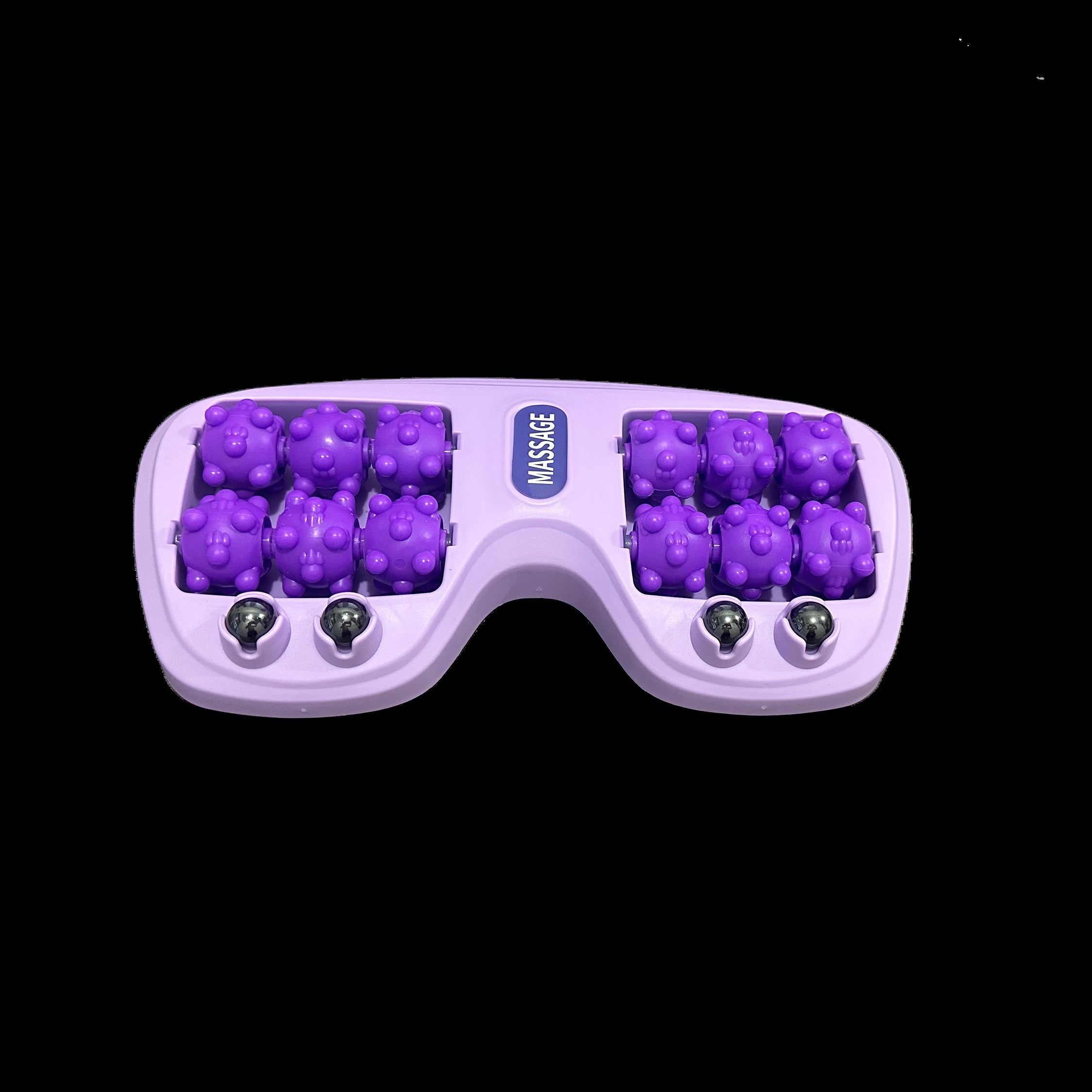 Purple Dual-Control Foot Massager with 4-Row Roller Wheels for Acupressure and Plantar Relaxation