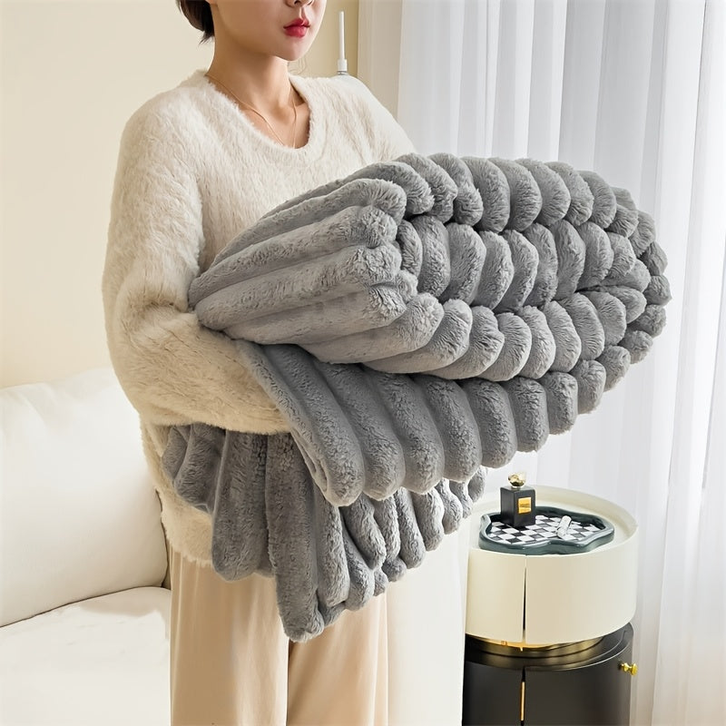 Luxurious Plush Fleece Blanket Cozy Throw for Sofa Lounge Soft Insulating