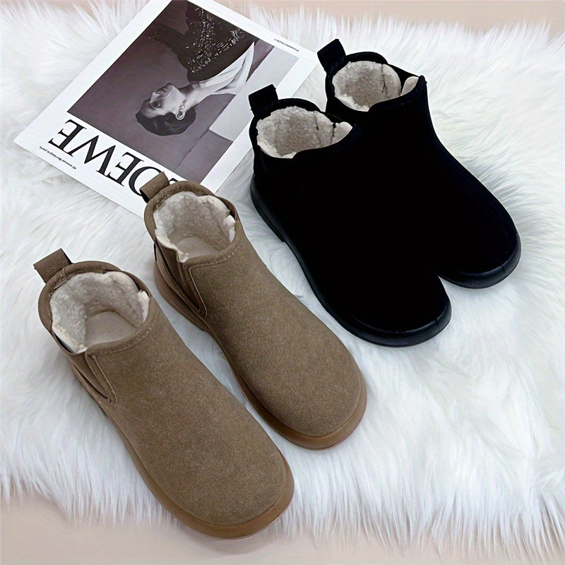 Women's Short Velvet Winter Boots Flat Non-slip Warm Shoes