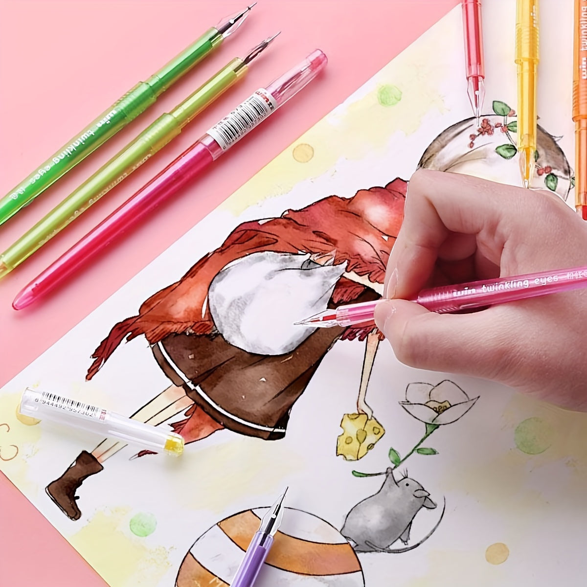 12 dona shirin rangli 0.5mm qayta to'ldirish uchun yozuvlar.