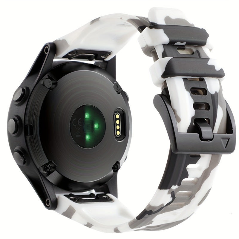 Sevimli tanlov: Garmin Fenix 5, 5X Plus, 6, 6X Pro, 7, 7X, Forerunner 945, 935, Instinct 2X uchun 26mm/22mm o'lchamdagi mustahkam silikon tez chiqarish sport tasmasi - Qulflovchi bilan aqlli soat bilaguzuk.