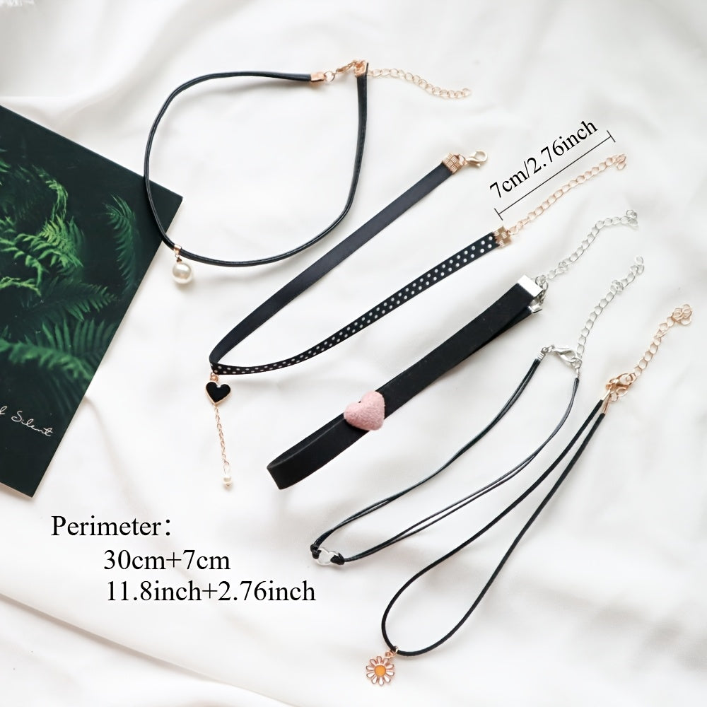 Ayollar uchun qora choker taqinchoq, marjonli marjon bilan, partiyalar va tadbirlar uchun zamonaviy alloy sharf