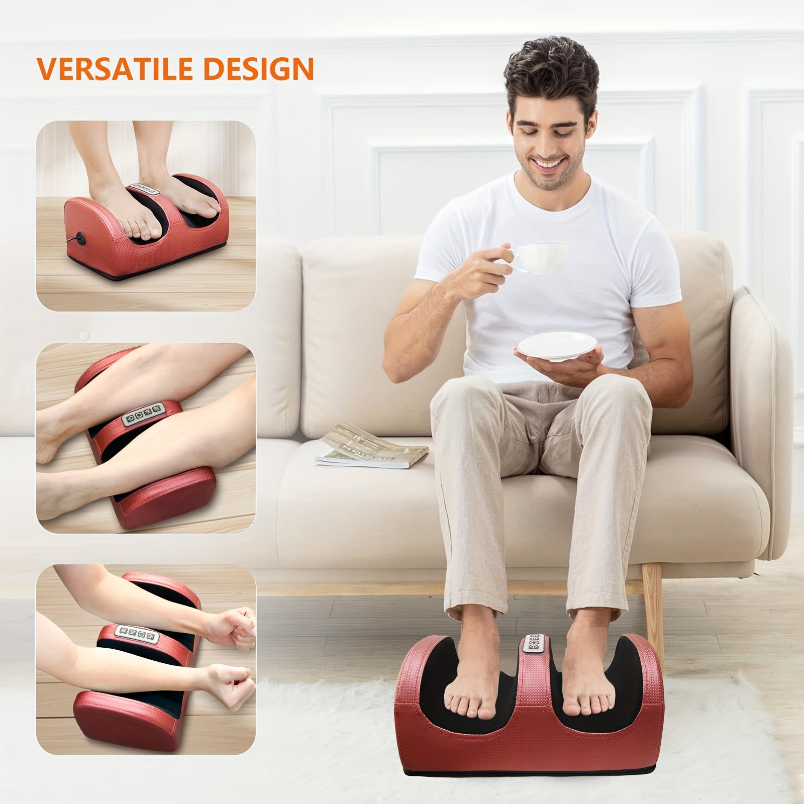 Red Foot Massager with Heating and Multiple Massage Modes for Feet 220V