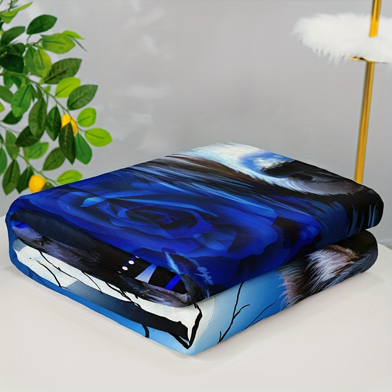 Animal-Themed Flannel Throw Blanket for Couch Bed Cozy Polyester Lightweight Warm