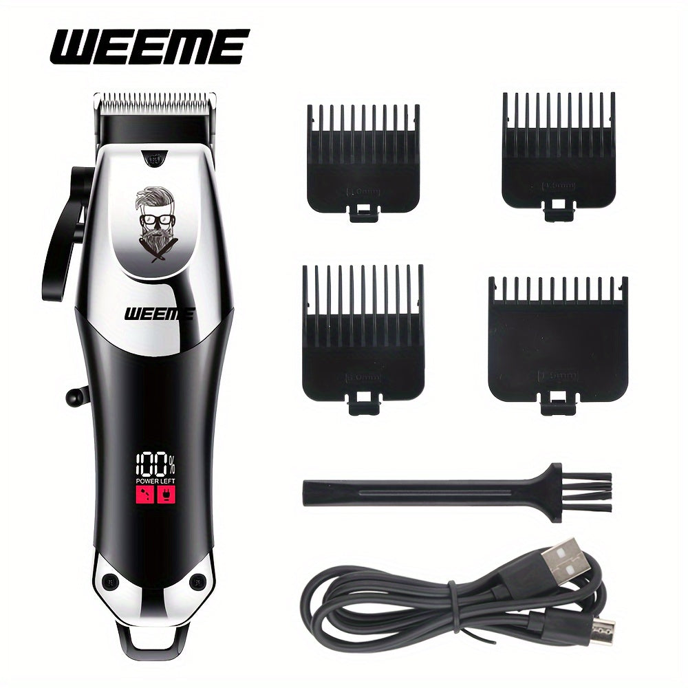 Electric Hair Clipper USB Rechargeable Quiet Hair Trimmer with Limit Combs and One-Touch Length Adjustment