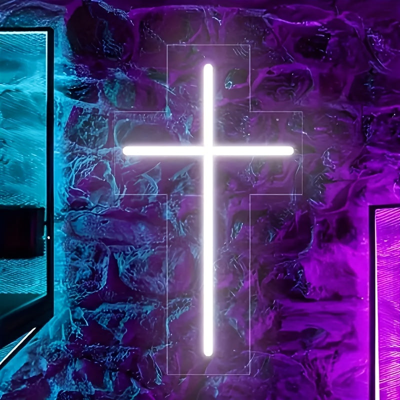 White Cross Neon Light USB Powered for Home Decor and Fans