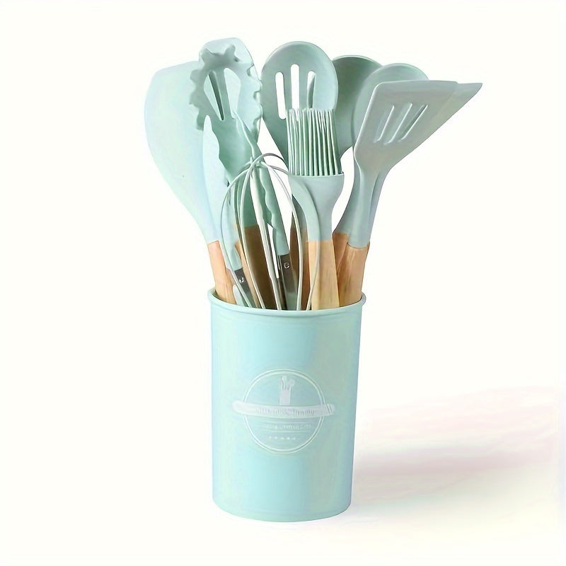 12-Piece Silicone Kitchen Utensil Set Non-Stick Spatula Spoon Ladle Whisk