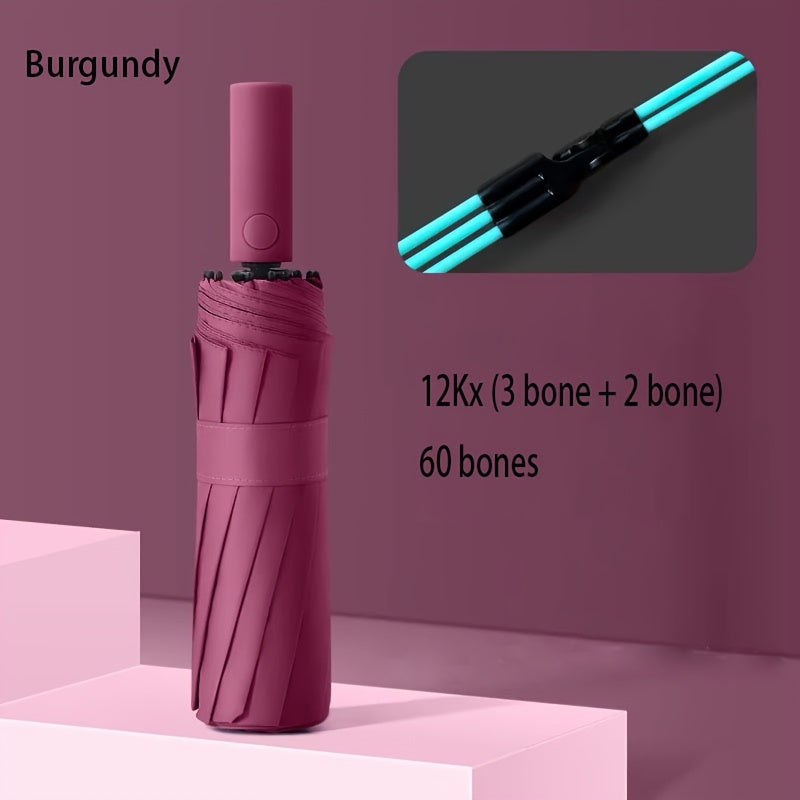 Automatic Umbrella for Men and Women 60 Bone Reinforced Windproof UV Protection Durable with Stylish Handle