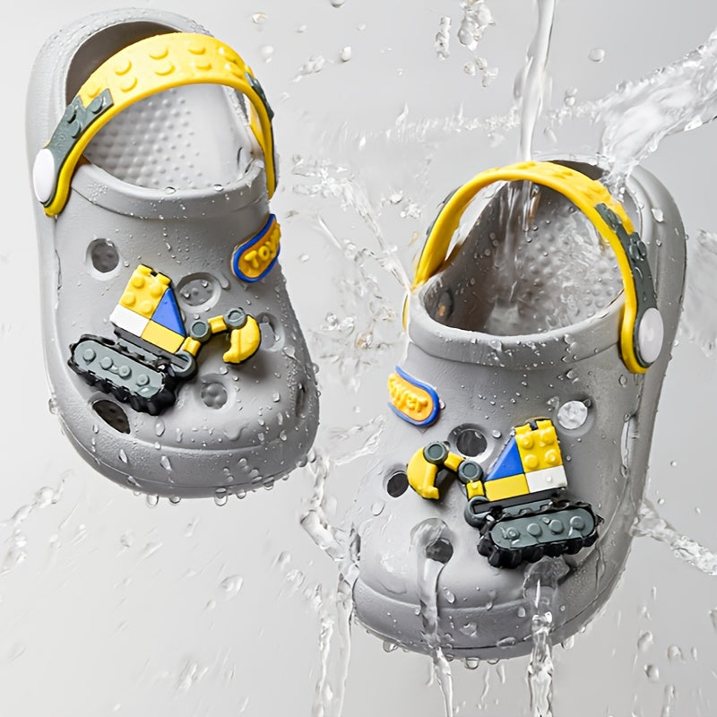 Kids Summer Sandals Boys Girls Cartoon Excavator Beach Shoes Lightweight EVA Casual Clogs