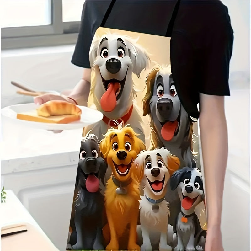 Dog Lover Apron with Cartoon Design for Cooking and Cleaning Gift